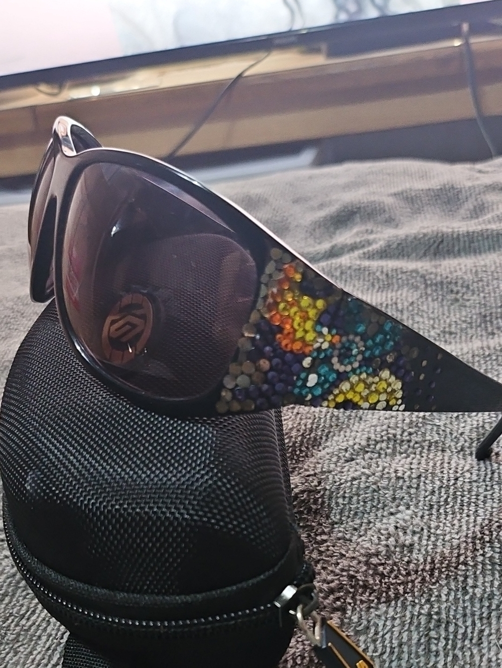 Chicos Bling Black Women's Sunglasses with Multicolor Crystal Accents